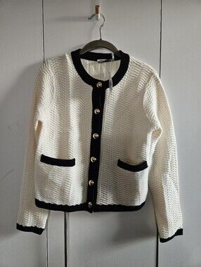 Simkhai Wool-Cashmere Cardigan | Ivory Multi | Size M | NWT | $495 Retail | Gold